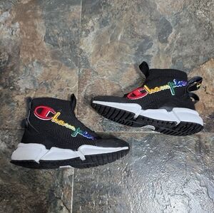 Champion Rally Pro Black Sneakers Shoes Toddler Size 8 Logo Pull On Ankle